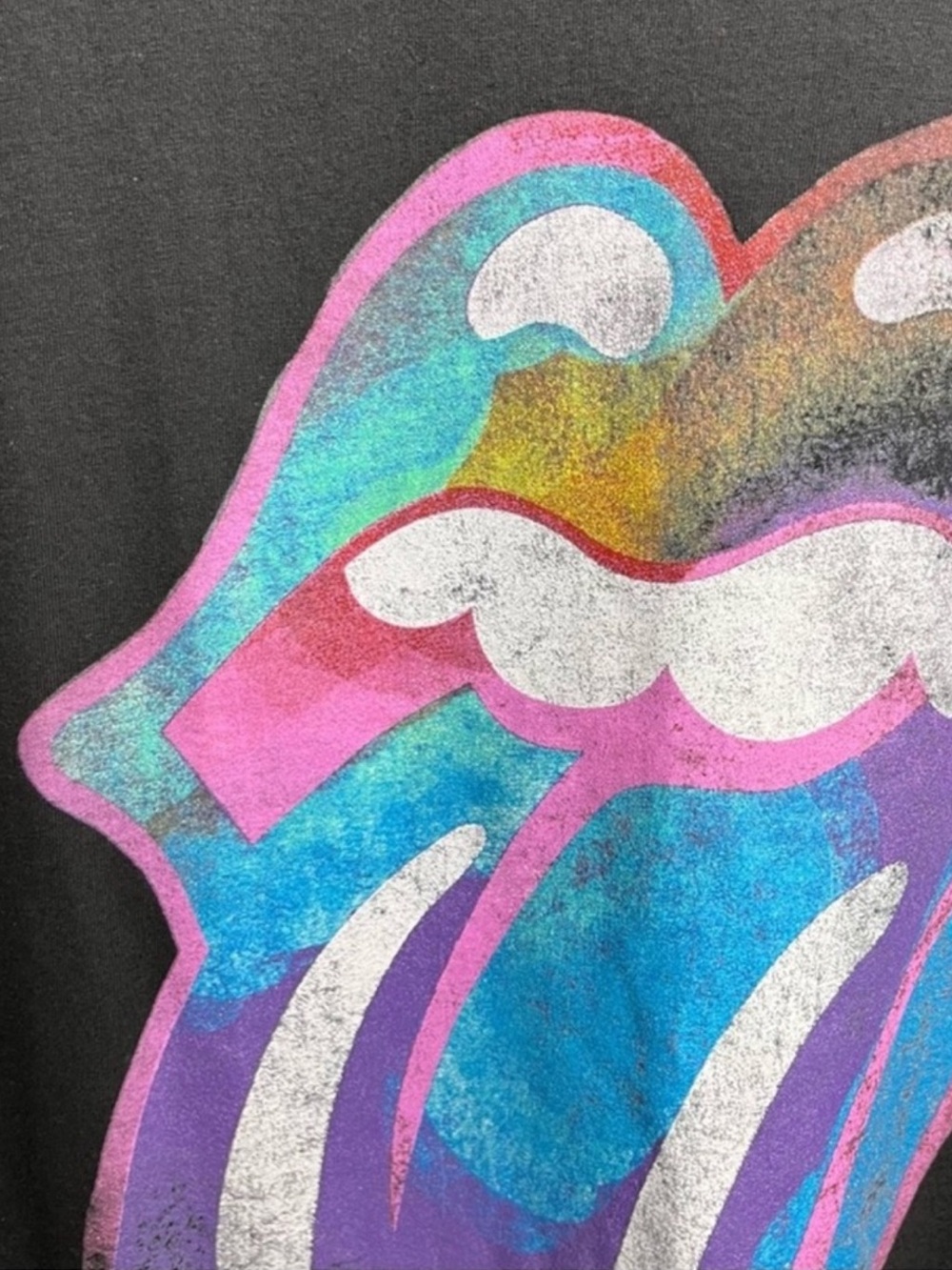 ROLLING STONES Iridescent Lips Logo Graphic Tee Black XL - Picture 4 of 7